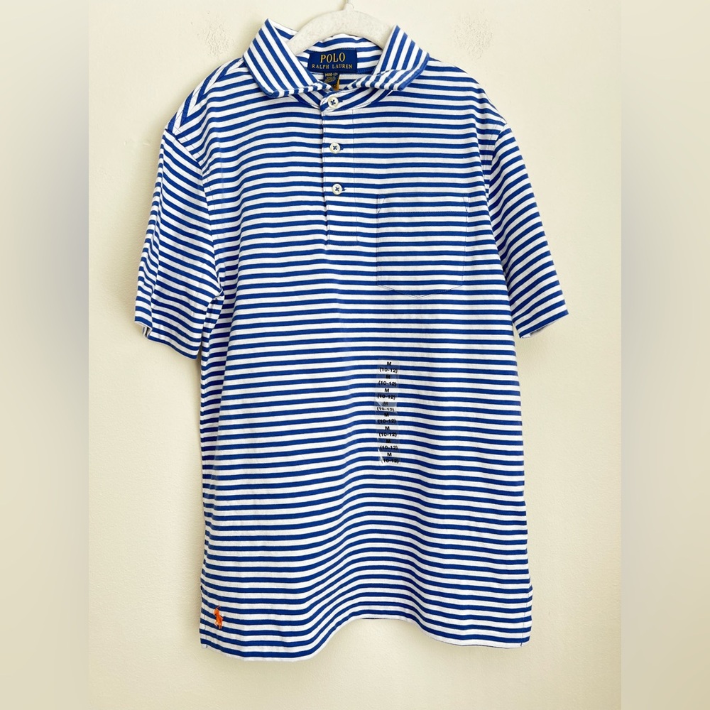 Polo Ralph Lauren boys striped polo shirt short sleeve 100% Cotton M 10-12 NEW